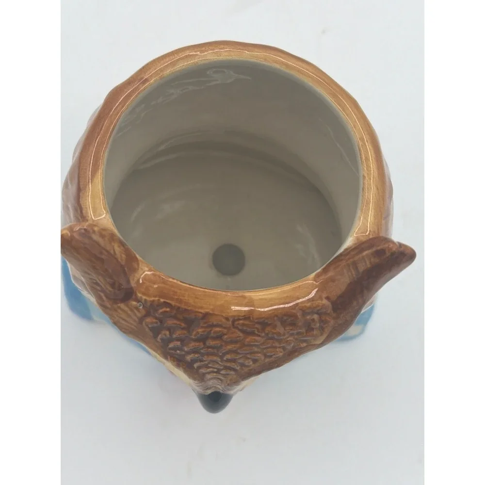 West Elm Dapper Animal Owl Planter by Rachel Kozlowski Blue Plaid & Bow Tie
